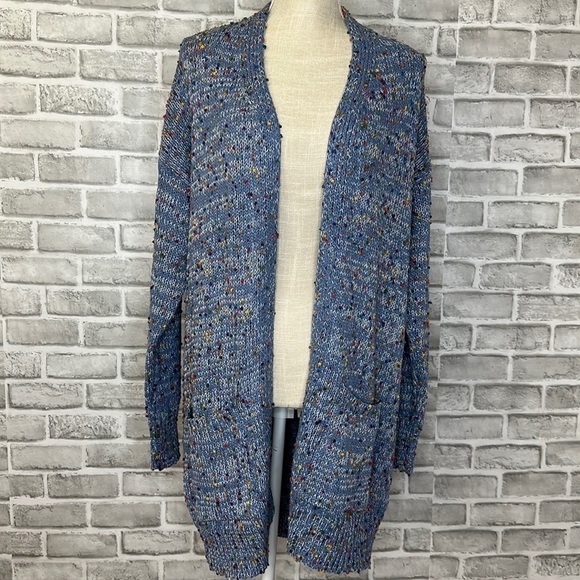 Blakeley women’s multicolored confetti open front knit sweater. Two pockets. EUC - Picture 2 of 12